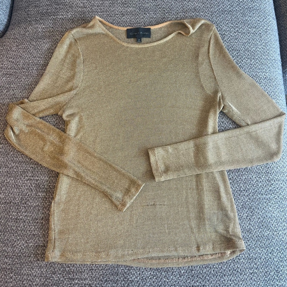 Sunday in Brooklyn Metallic Gold Knit Top